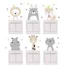 Adesivos decorativos infantis para interruptor e tomadas - Animais Fofinhos - Kit com 6